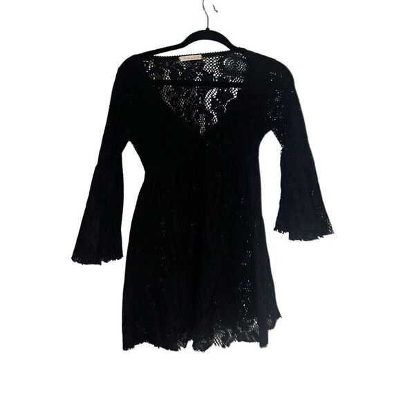 Testament beach cover up black lace sz xs Sheer V-neck Minimalist Summer - Picture 1 of 3